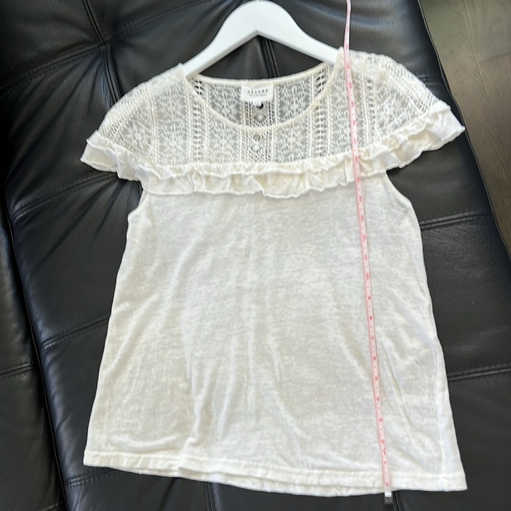 Sezane 100% Linen Crochet Ruffle White Top XS - Picture 4 of 6